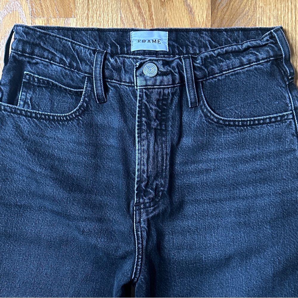 Frame Womens 26/28 Black Le High N Tight Straight Leg High Waist Denim Jeans - Picture 3 of 9
